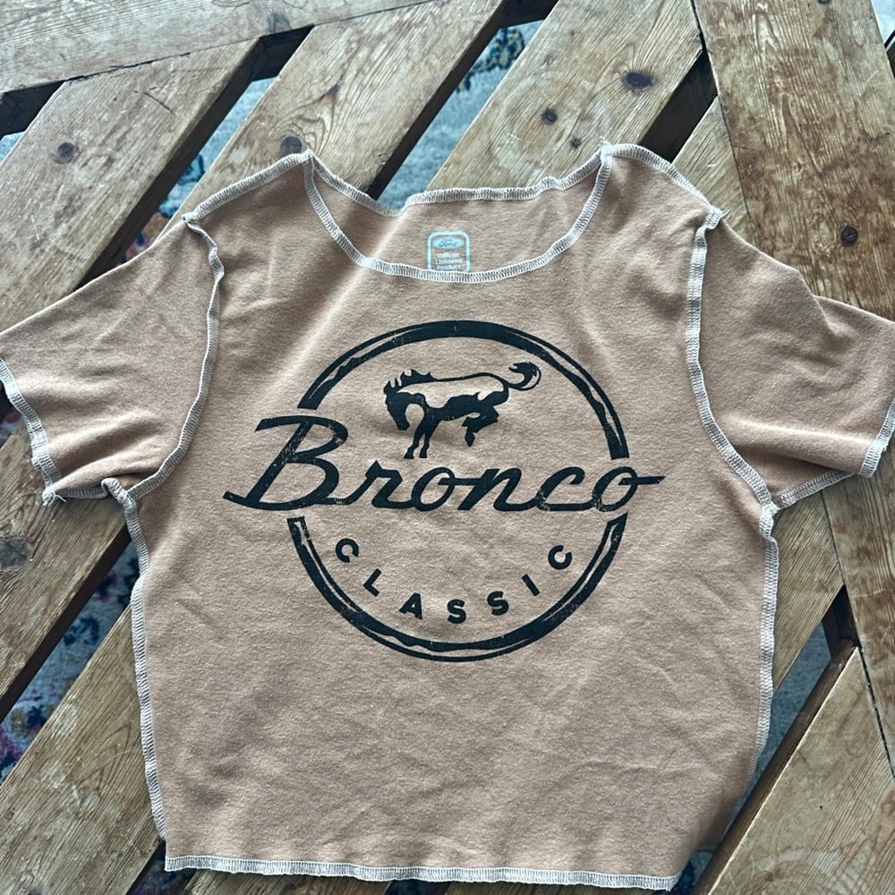 Ford Tan Black Graphic Crop Top